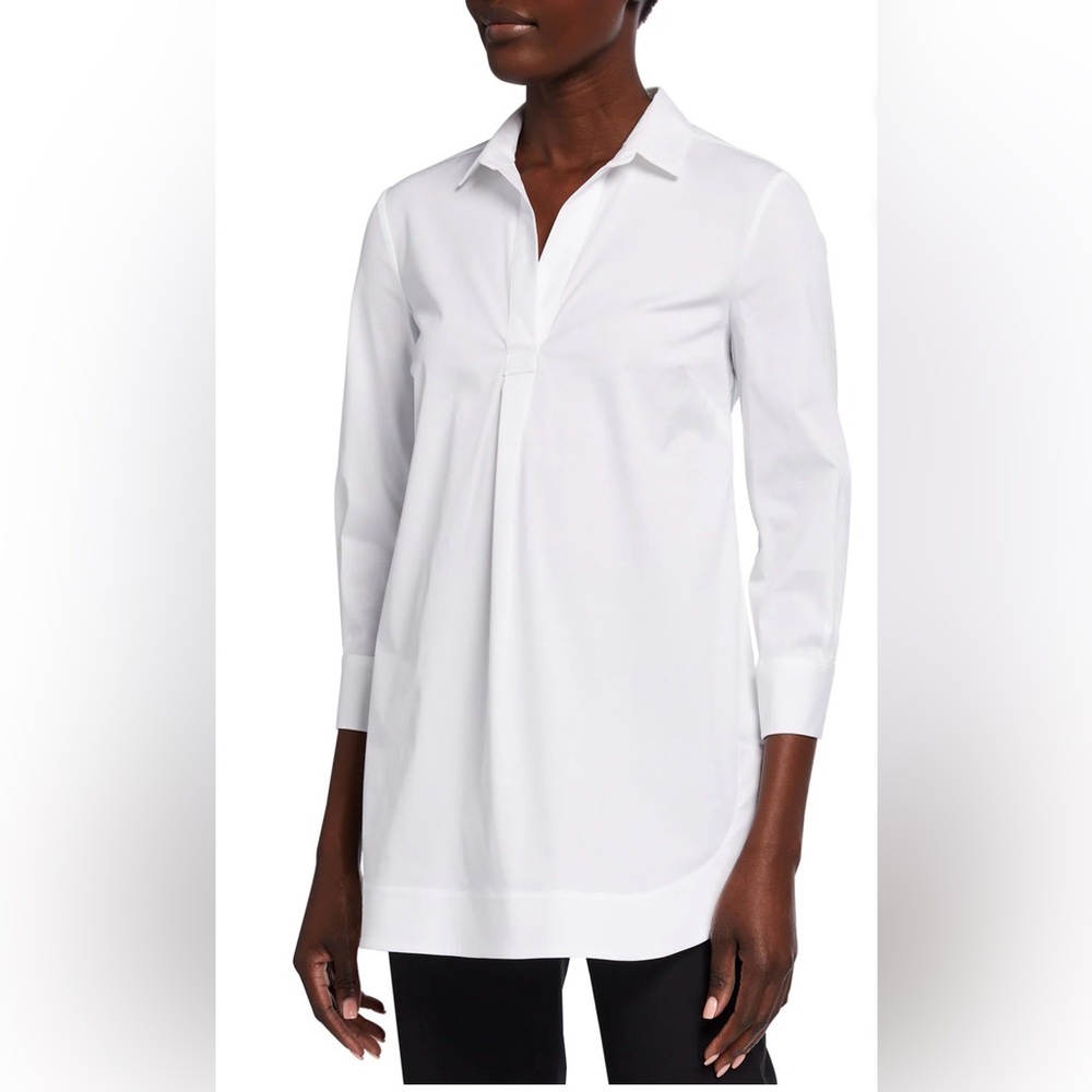 Piazza Sempione Stretch Embroidered Cotton Poplin Tunic (Eugenia) Size 46/ Us 10